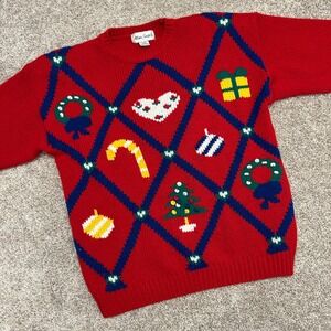 Vintage‎ Allison Smith II Christmas Sweater Women Size 18W Wreath Ornament 90s